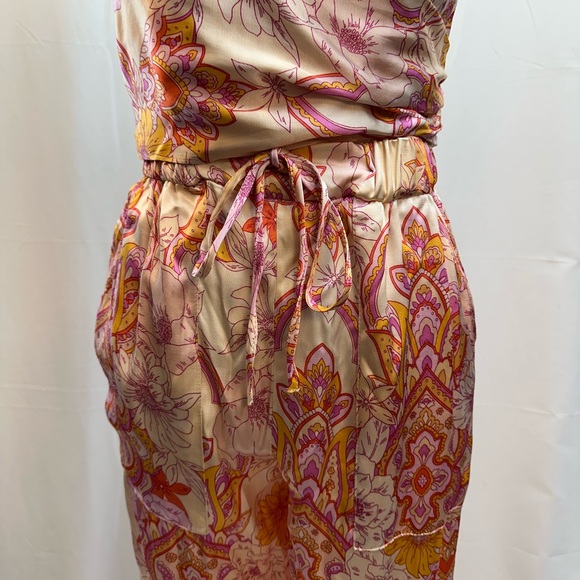 Zara Pink Cream Paisley Print Sleeveless Pant Set S NWTS - Picture 3 of 8